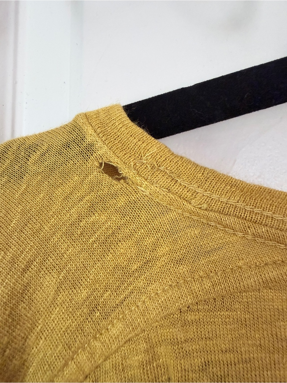 J. Crew Women's Mustard Short Sleeve 100% Linen Tee - Picture 7 of 7